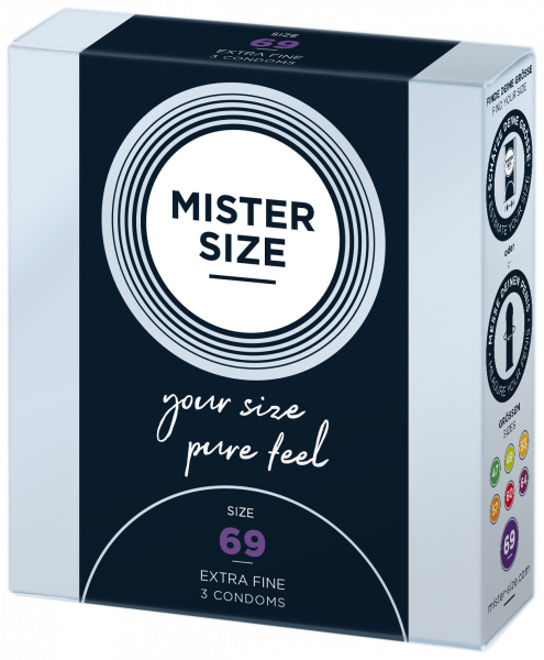 Packung mit 3 Kondomen Mister Size - Größe 60