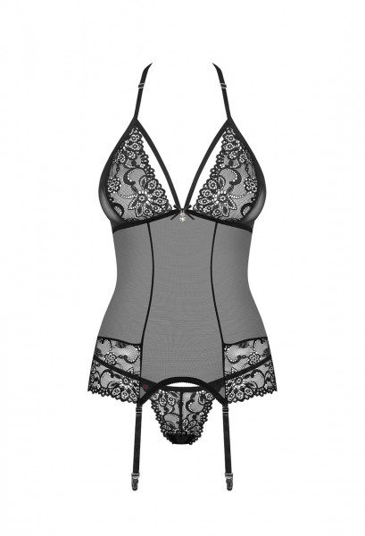 OB 838-COR-1 corset & thong black S/M