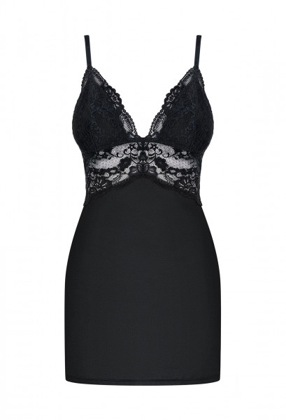 OB 810-CHE-1 chemise & thong black S/M
