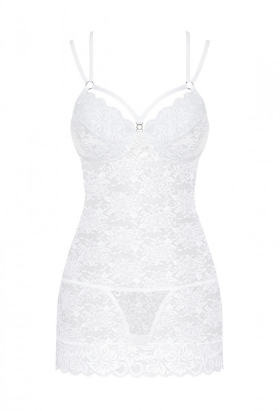 OB 860-CHE-2 chemise & thong white S/M