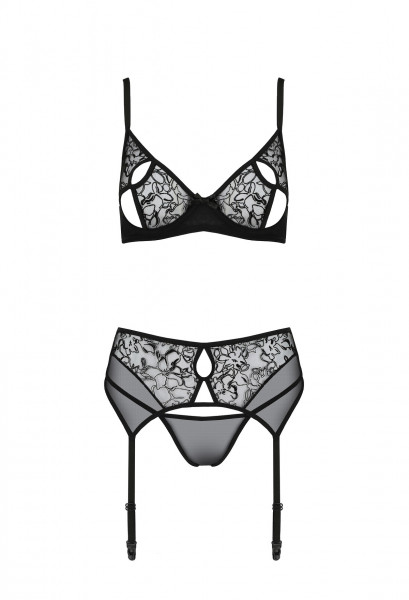 PE ECO Primula 3pcs set with open bra black L/XL