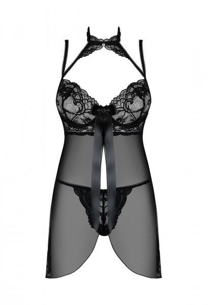 OB Elizenes babydoll & thong black L/XL