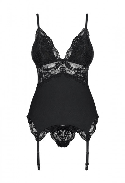 OB 810-COR-1 corset & thong black L/XL