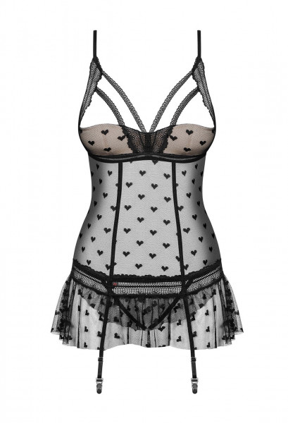 OB Heartia corset & thong black S/M