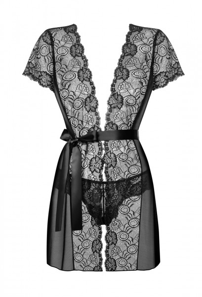 OB Alluria peignoir & thong black S/M