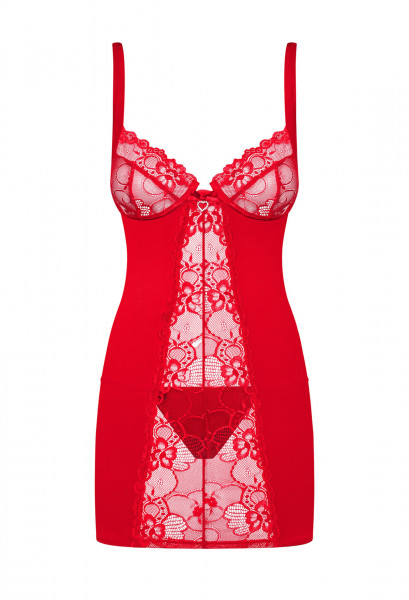 OB Heartina chemise & thong red S/M