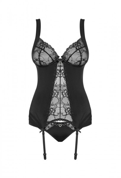 OB Heartina corset & thong black S/M